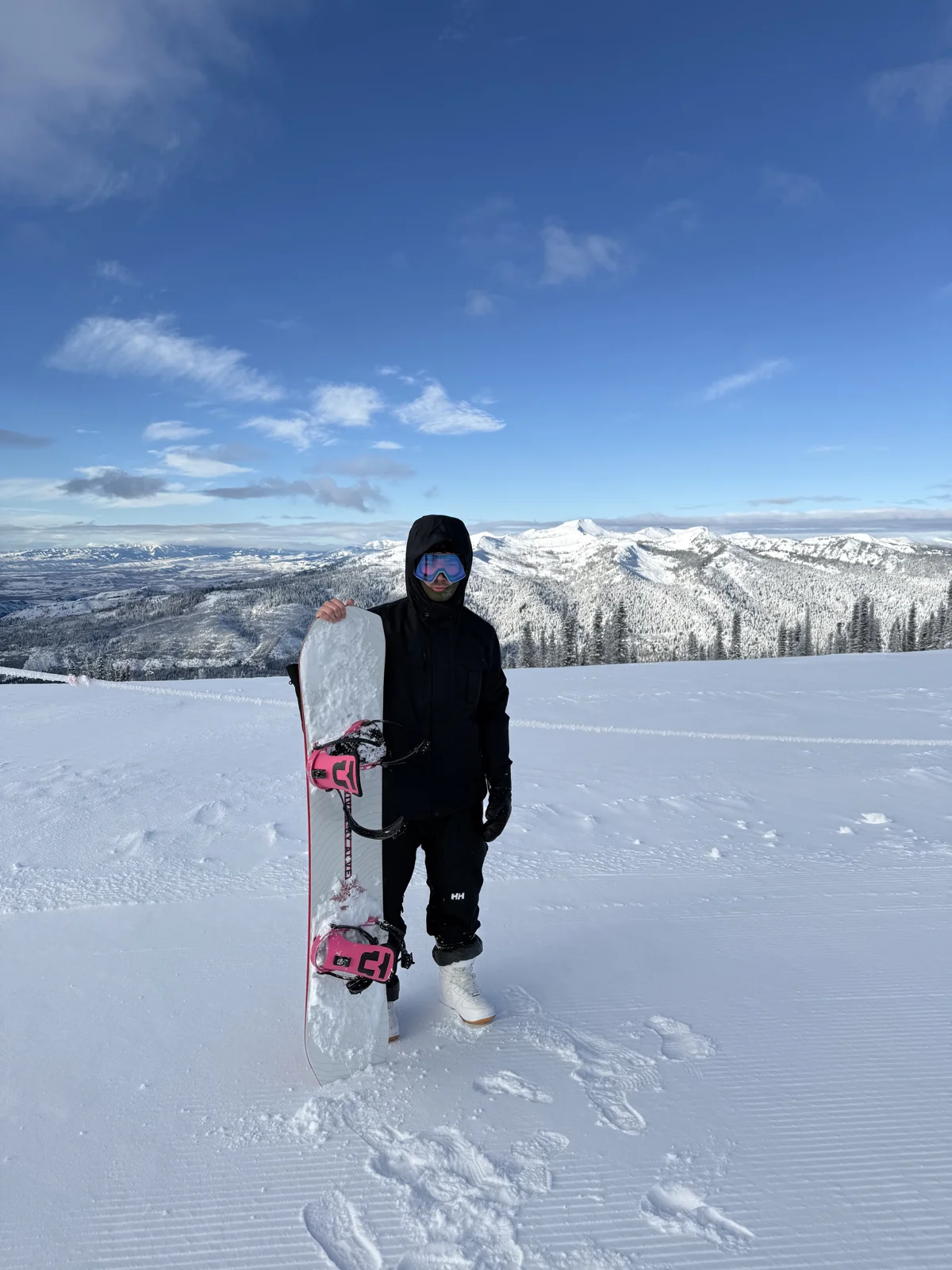 Alex snowboarding in Idaho